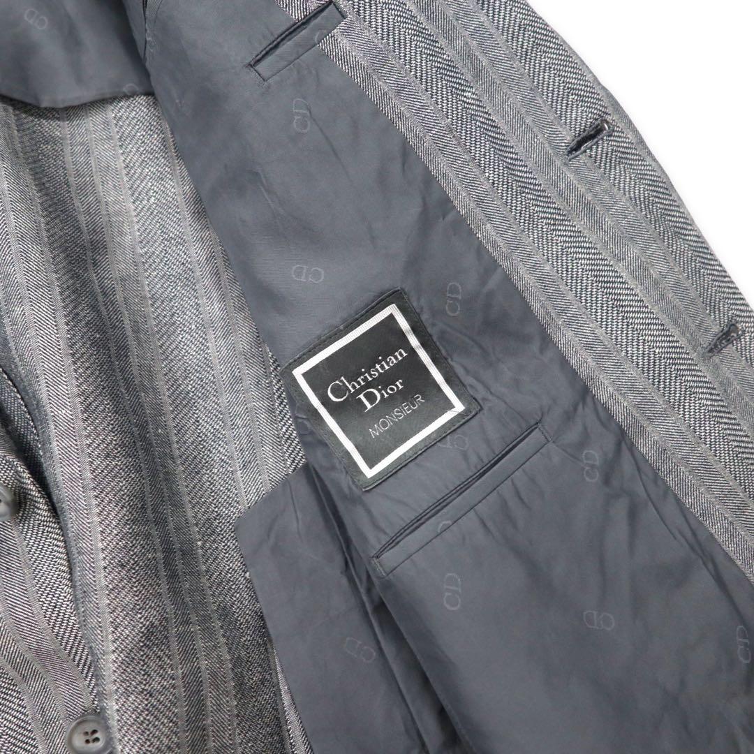 Christian Dior MONSIEUR Linen 2B Tailored Jacket M Gray Cotton Old