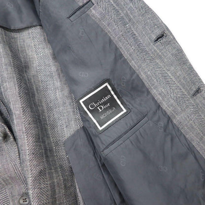 Christian Dior MONSIEUR Linen 2B Tailored Jacket M Gray Cotton Old