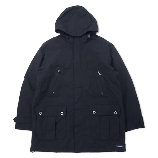 LANDS' END SQUALL Winter Parka Coat XL Navy Nylon Waterproof Quilted Fleece Liner SQUALL PARKA 457125