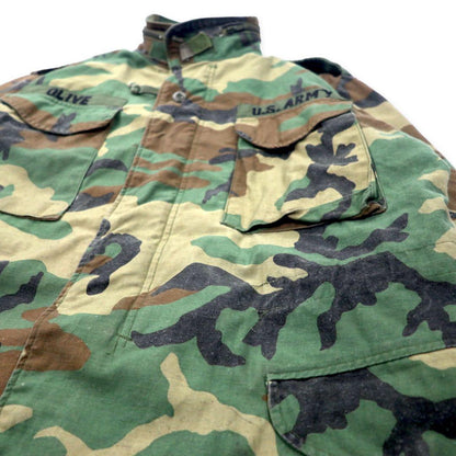 US ARMY 90's M-46 Field Jacket L Khaki Woodland Camo Cotton Hood Retractable Military 8415-01-099-7839 GOLDEN MFG, CO.