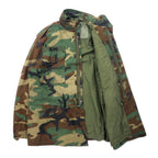 US ARMY 90年代 M-46 フィールドジャケット L カーキ ウッドランドカモ コットン フード収納式 ミリタリー 8415-01-099-7839 GOLDEN MFG, CO.