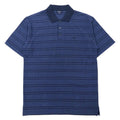BURBERRY ボーダー ポロシャツ M ネイビー コットン ワンポイントロゴ刺繍