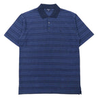BURBERRY ボーダー ポロシャツ M ネイビー コットン ワンポイントロゴ刺繍