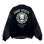 Scoop Collection Sleeve Leather Stadium Jacket L Black Wool Quilted Liner Bag Logo Embroidery