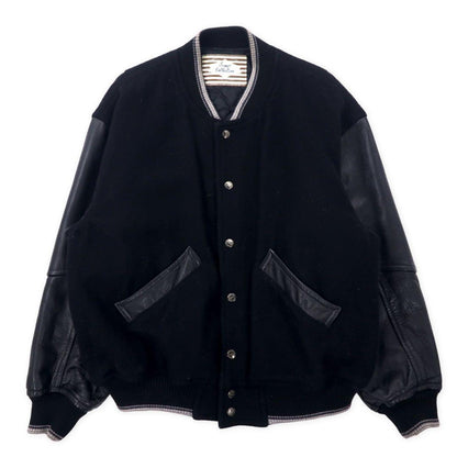 Scoop Collection 袖レザー スタジャン L ブラック ウール キルティングライナー バッグロゴ刺繍