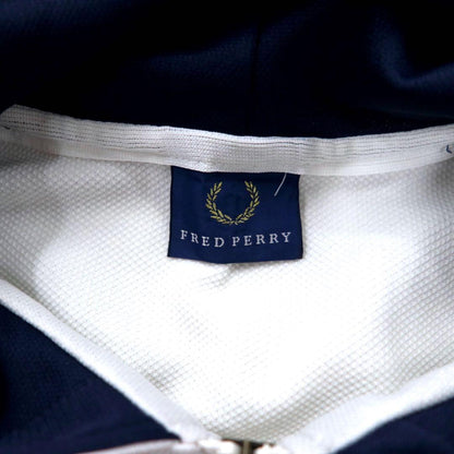 FRED PERRY 80's Track Jacket Jersey XL White Polyester Logo Embroidery Big Size Made in Japan