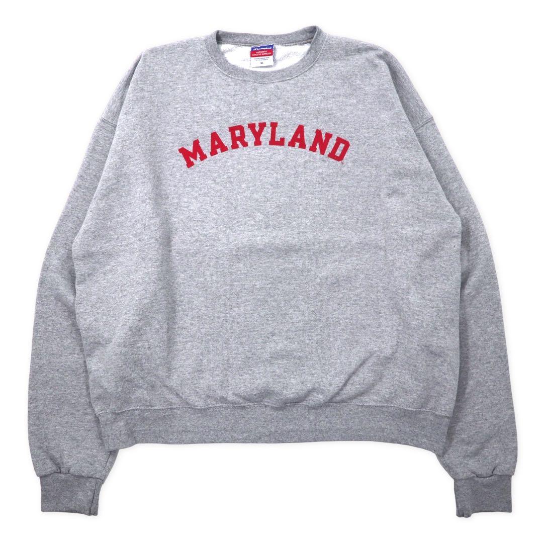 Champion 90's College Print Sweatshirt XL Gray Cotton MARYLAND Big Size Made in Honduras