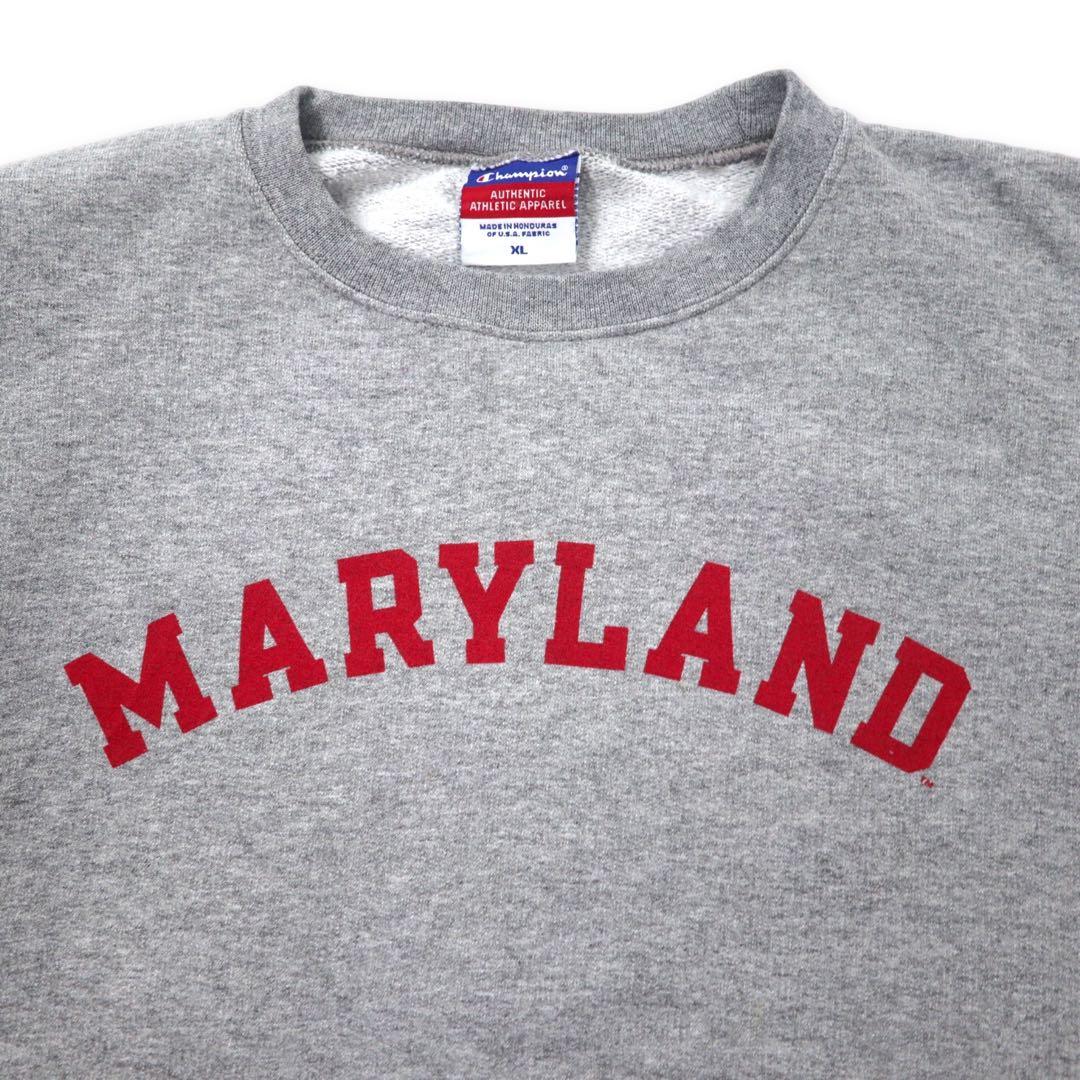 Champion 90's College Print Sweatshirt XL Gray Cotton MARYLAND Big Size Made in Honduras