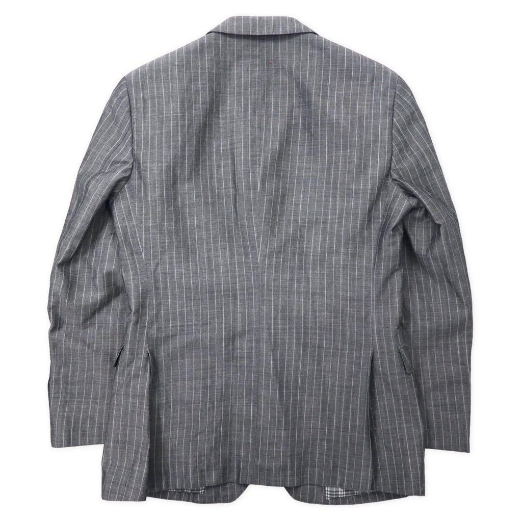BURBERRY BLACK LABEL 2B Tailored Jacket S Gray Striped Wool Linen Blend Lining Nova Check D1E22-383-06