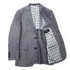 BURBERRY BLACK LABEL 2B Tailored Jacket S Gray Striped Wool Linen Blend Lining Nova Check D1E22-383-06