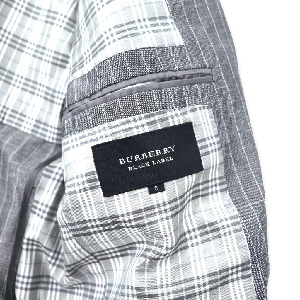 BURBERRY BLACK LABEL 2B Tailored Jacket S Gray Striped Wool Linen Blend Lining Nova Check D1E22-383-06