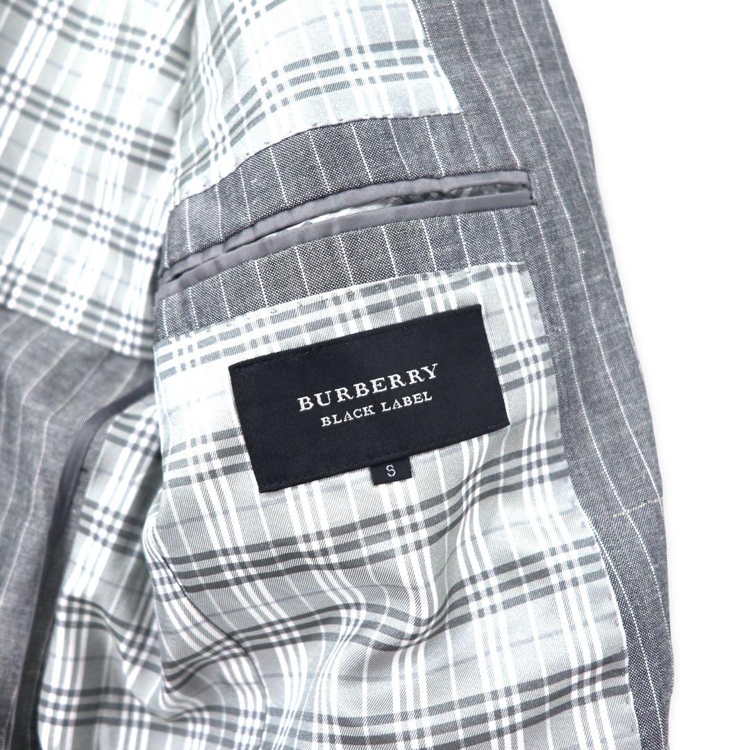 BURBERRY BLACK LABEL 2B Tailored Jacket S Gray Striped Wool Linen Blend Lining Nova Check D1E22-383-06
