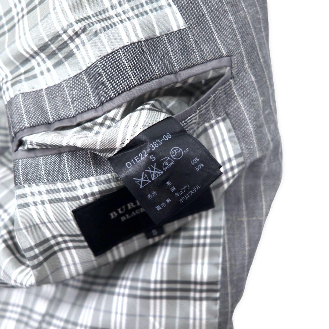BURBERRY BLACK LABEL 2B Tailored Jacket S Gray Striped Wool Linen Blend Lining Nova Check D1E22-383-06