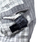 BURBERRY BLACK LABEL 2B Tailored Jacket S Gray Striped Wool Linen Blend Lining Nova Check D1E22-383-06