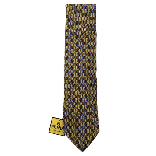 FENDI tie blue silk all over pattern zucchino old made in Italy unused item