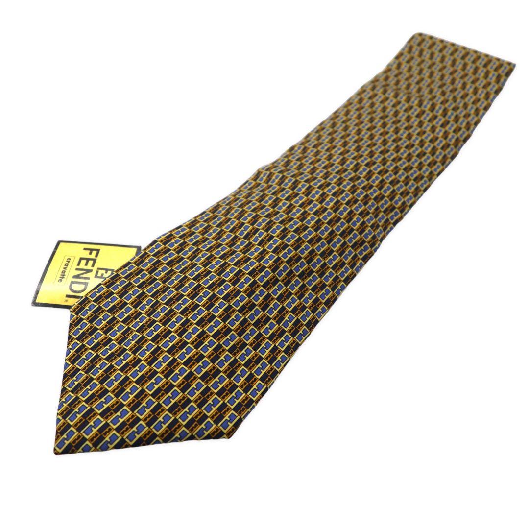 FENDI ネクタイ ブルー シルク 総柄 ズッキーノ オールド イタリア製 未使用品