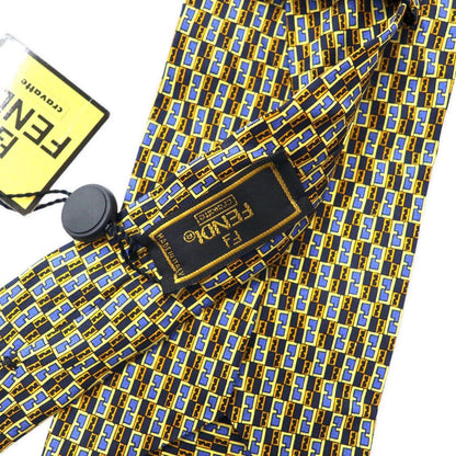 FENDI ネクタイ ブルー シルク 総柄 ズッキーノ オールド イタリア製 未使用品