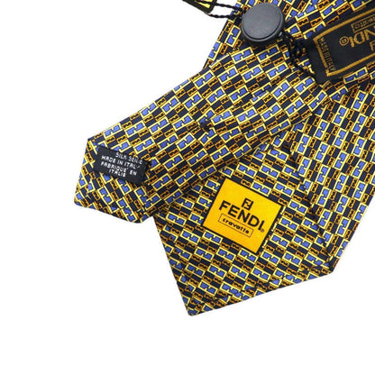 FENDI ネクタイ ブルー シルク 総柄 ズッキーノ オールド イタリア製 未使用品