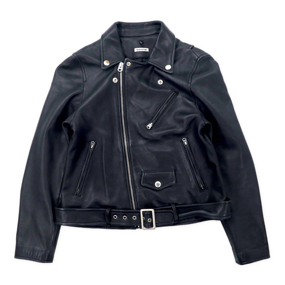 FREAK'S STORE ダブル ライダースジャケット S ブラック 羊革 ラムレザー ムートン襟着脱式 IDEALジップ