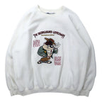 ACME CLOTHING × Warner Bros. 90's Looney Tunes Character Embroidery Sweatshirt L White Cotton LOONEY TUNES