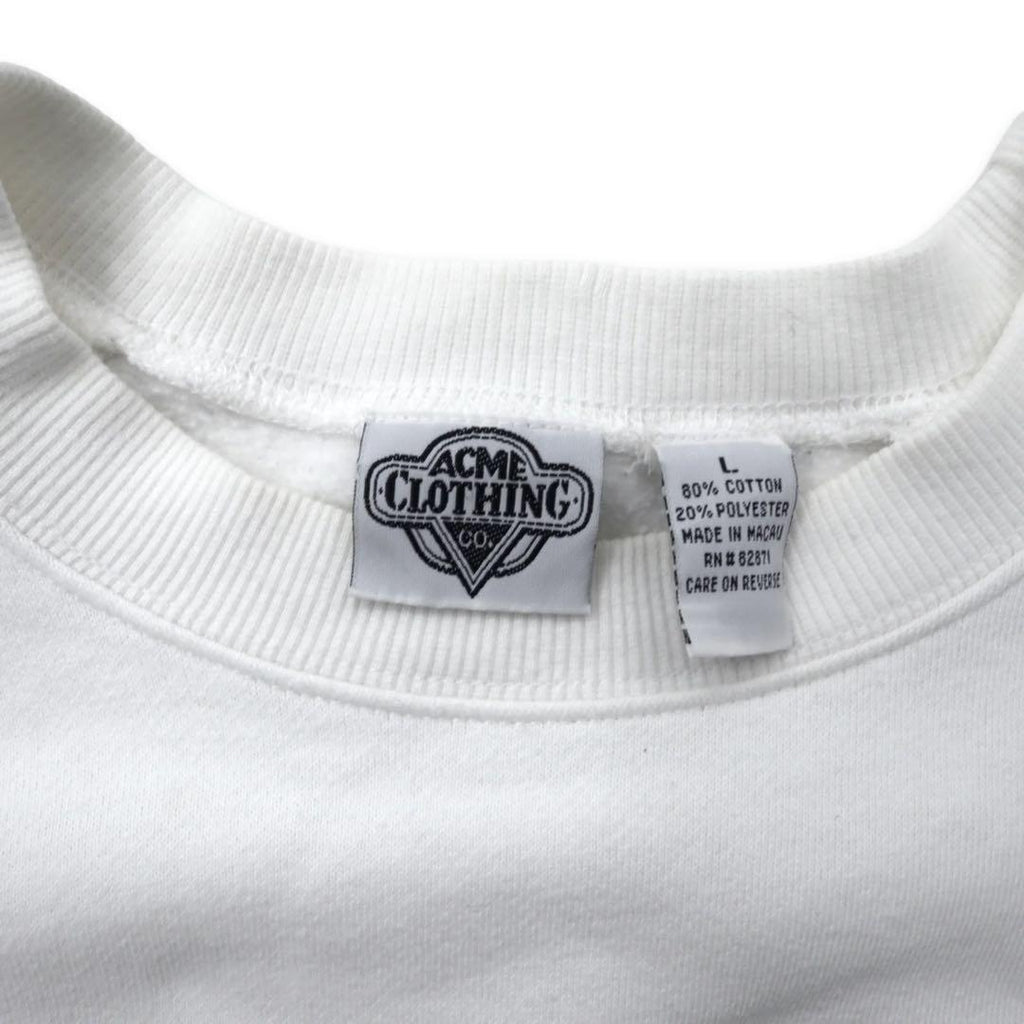 ACME CLOTHING × Warner Bros. 90's Looney Tunes Character Embroidery Sweatshirt L White Cotton LOONEY TUNES