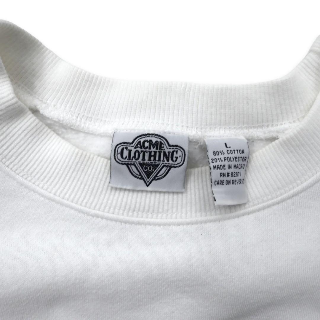 ACME CLOTHING × Warner Bros. 90's Looney Tunes Character Embroidery Sweatshirt L White Cotton LOONEY TUNES