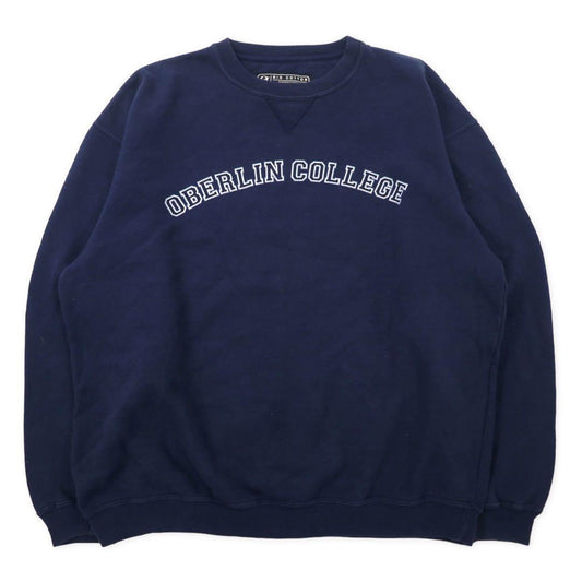 GEAR FOR SPORTS Big Size College Print Sweatshirt M Navy Cotton BIG COTTON Brushed Back Front V OBERLIN COLLEGE Made in Honduras