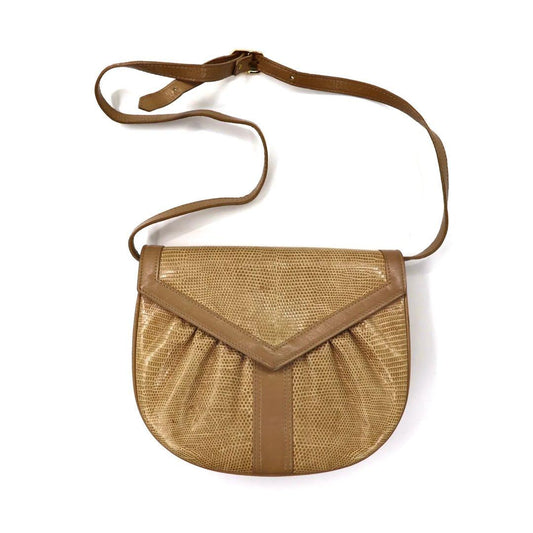 Yves Saint Laurent Shoulder Bag Beige Python Leather