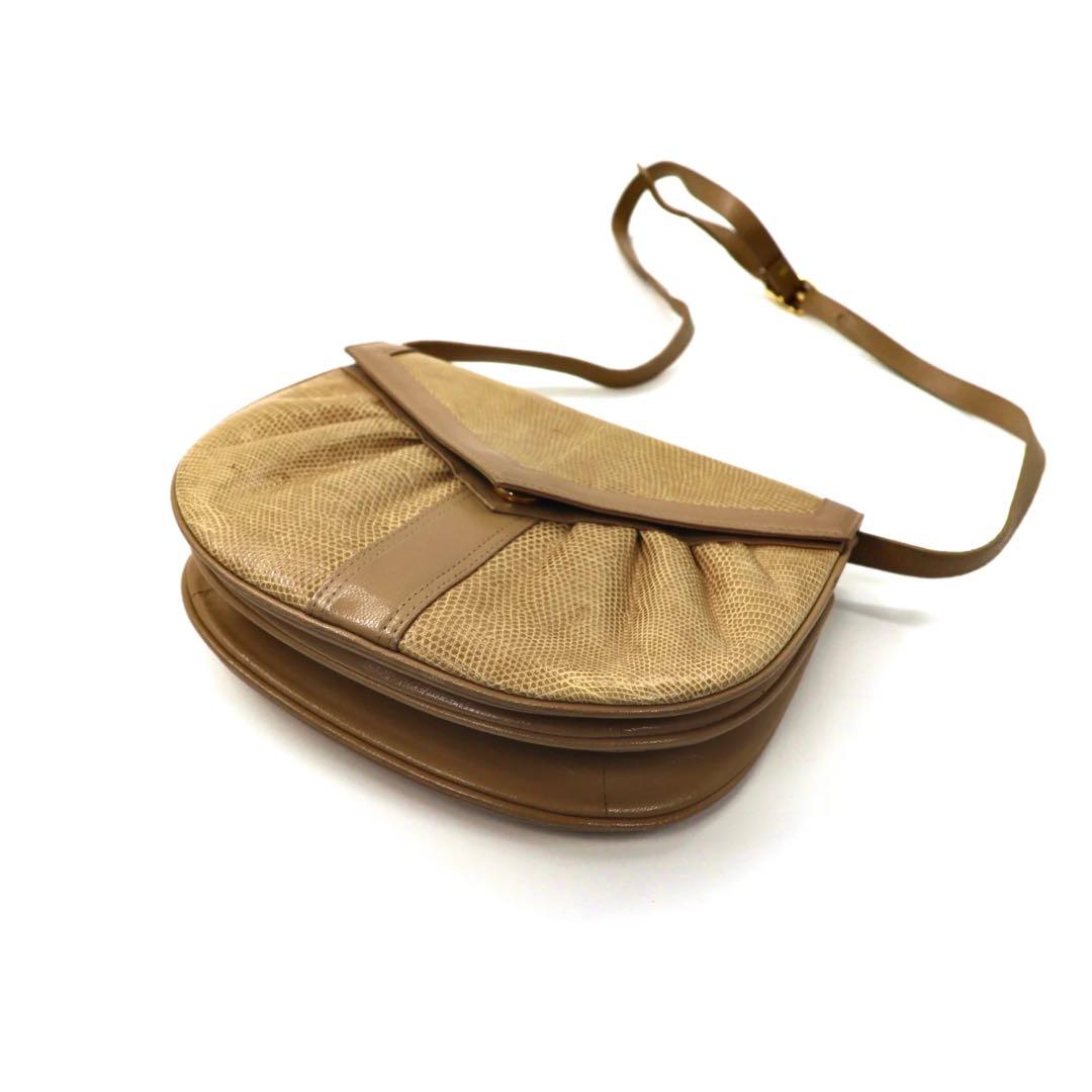 Yves Saint Laurent ショルダーバッグ ベージュ パイソン レザー