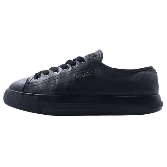 PRADA leather lace-up sneakers 23.5cm black logo 3E 5581