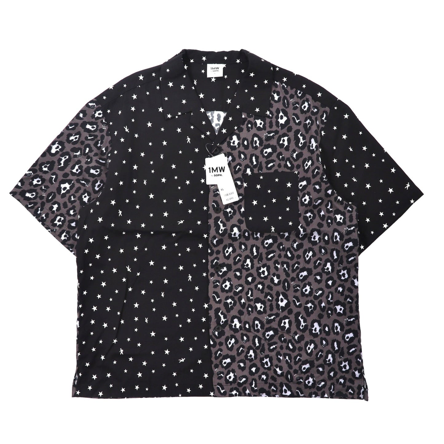 1MW by SOPH. オープンカラーシャツ XL ブラック レーヨン クレイジーパターン 未使用品-SOPH.-古着