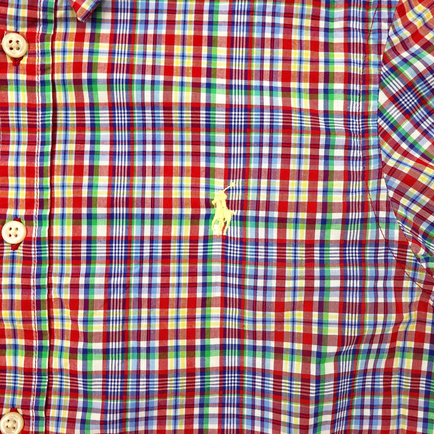 Ralph Lauren ボタンダウンシャツ L レッド スモールポニー 刺繍 チェック