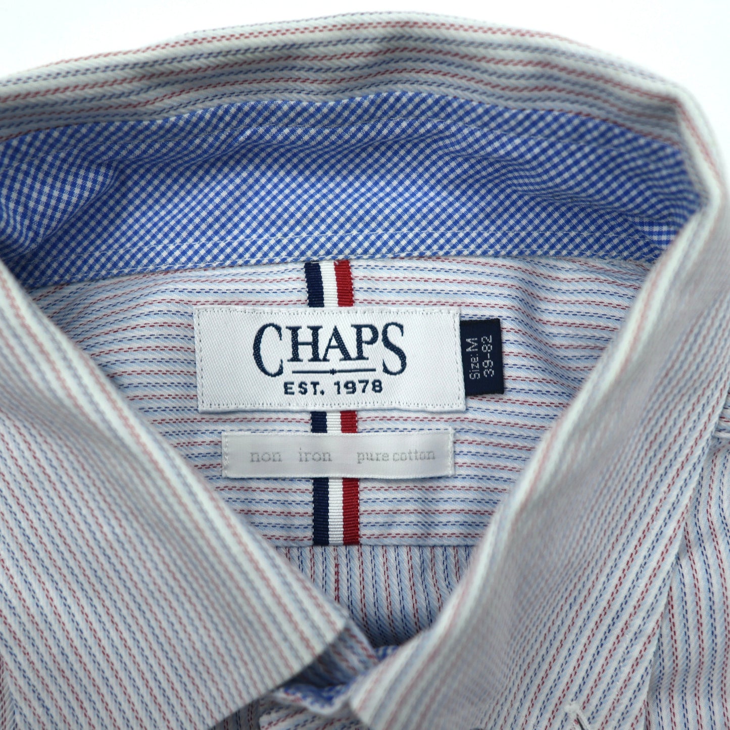 CHAPS ボタンダウンシャツ M ブルー ストライプ