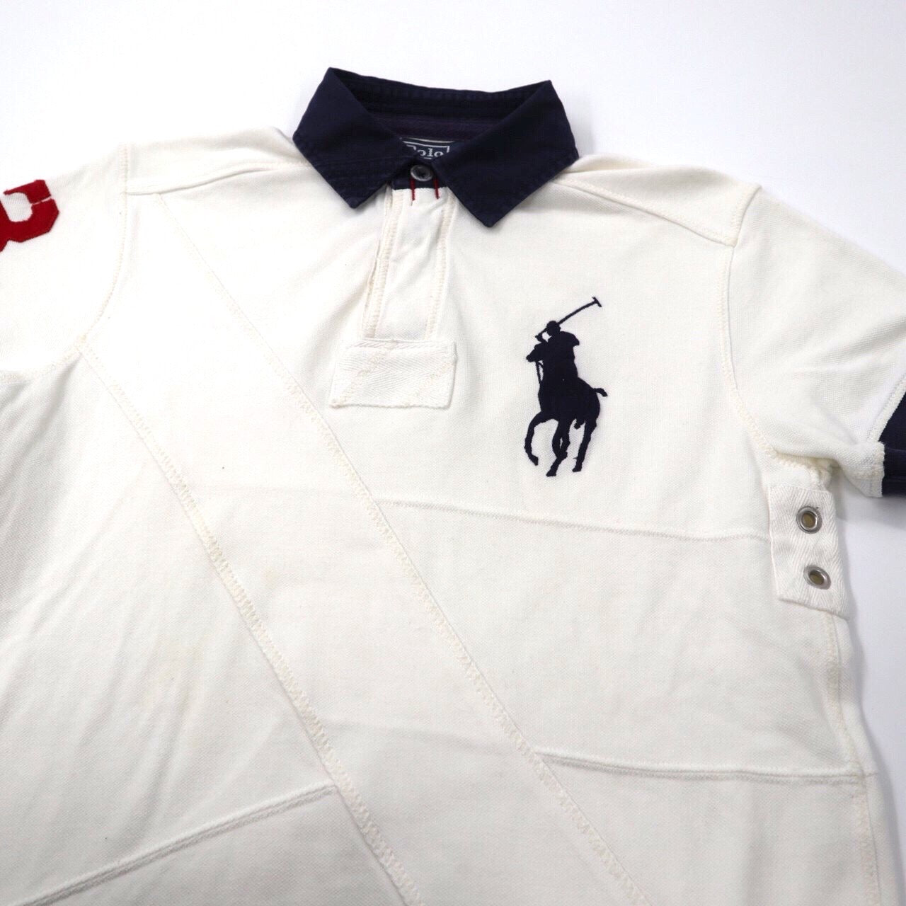 Polo by Ralph Lauren ポロシャツ S ホワイト コットン CUSTOM FIT ナンバリング ビッグポニー刺繍
