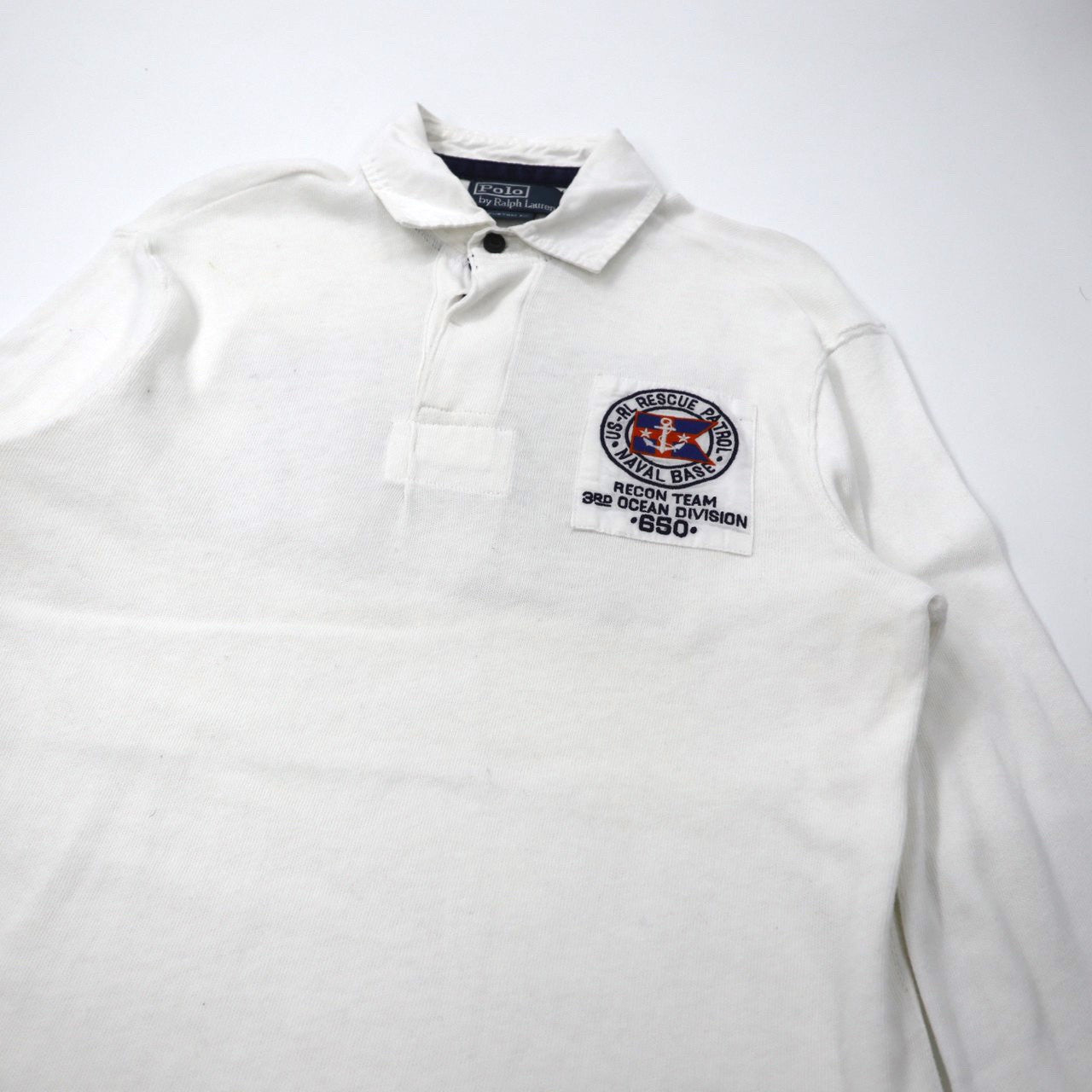 Polo by Ralph Lauren ラガーシャツ S ホワイト コットン US NAVAL