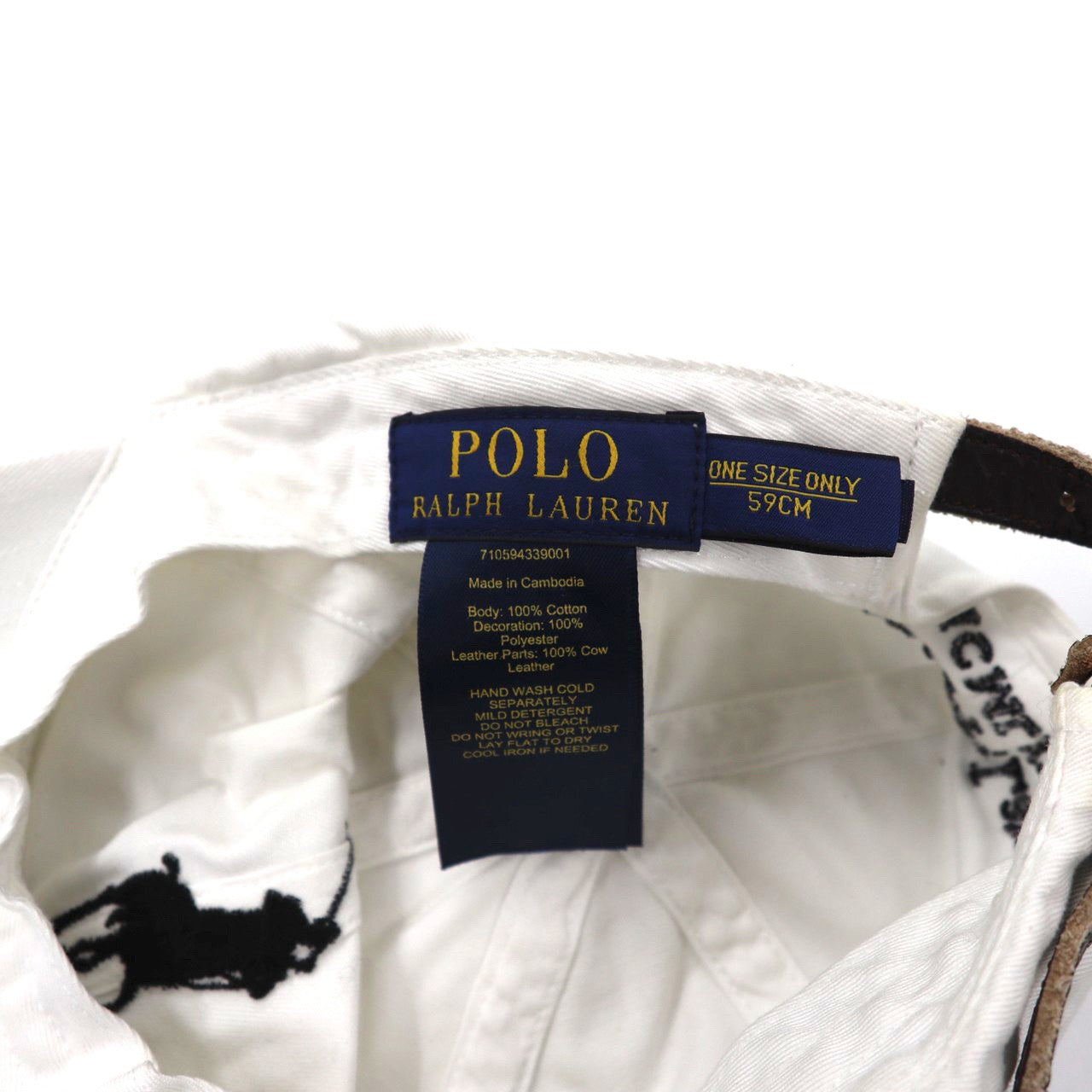 POLO RALPH LAUREN 6パネルキャップ 59cm ホワイト コットン ビッグポニー刺繍 ナンバリング