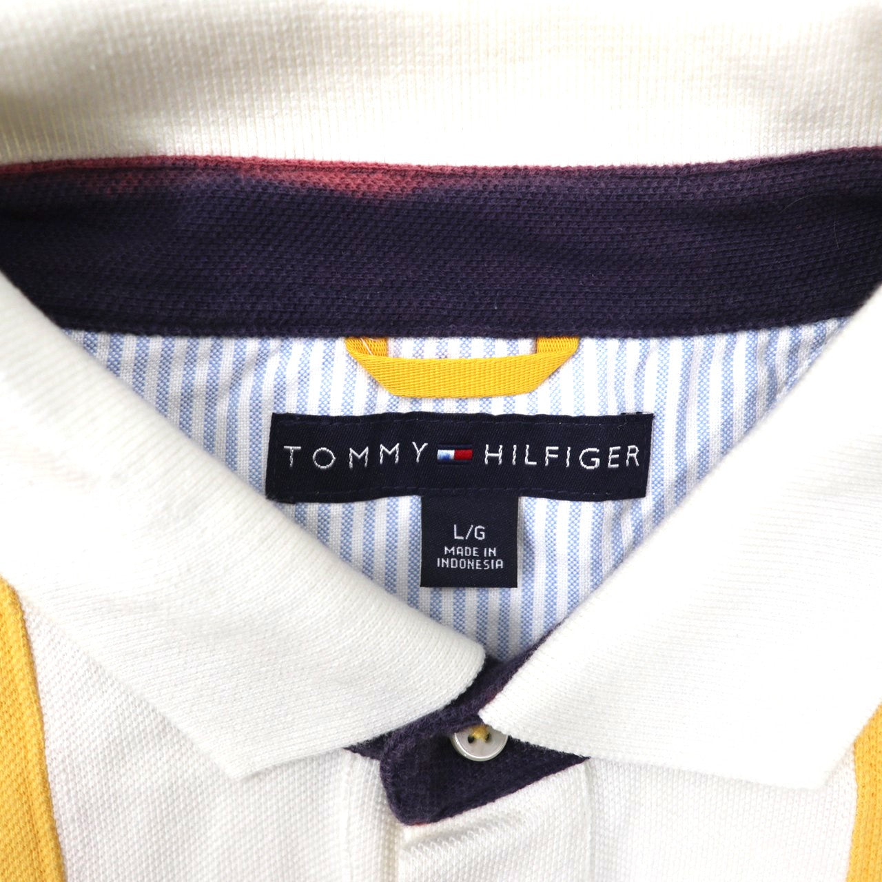 TOMMY HILFIGER ラガーシャツ L イエロー ネイビー コットン 90年代