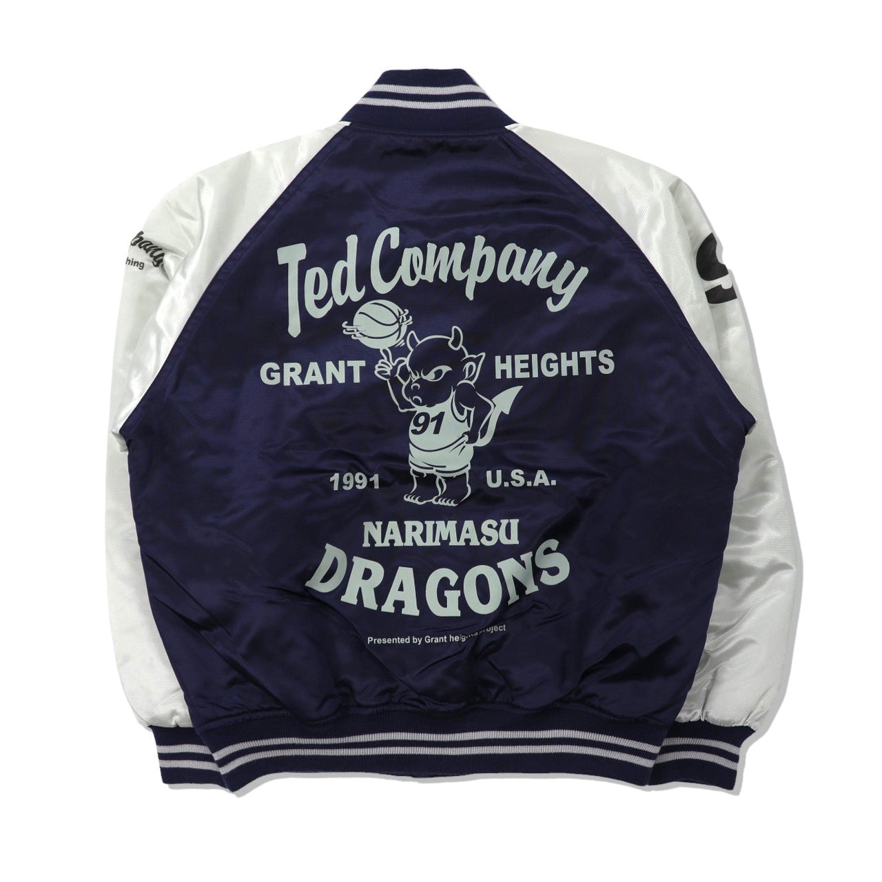 Ted Company Varsity Jacket S Navy Nylon Double sided logo print 