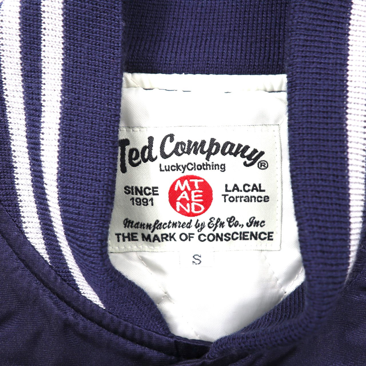 Ted Company Varsity Jacket S Navy Nylon Double sided logo print