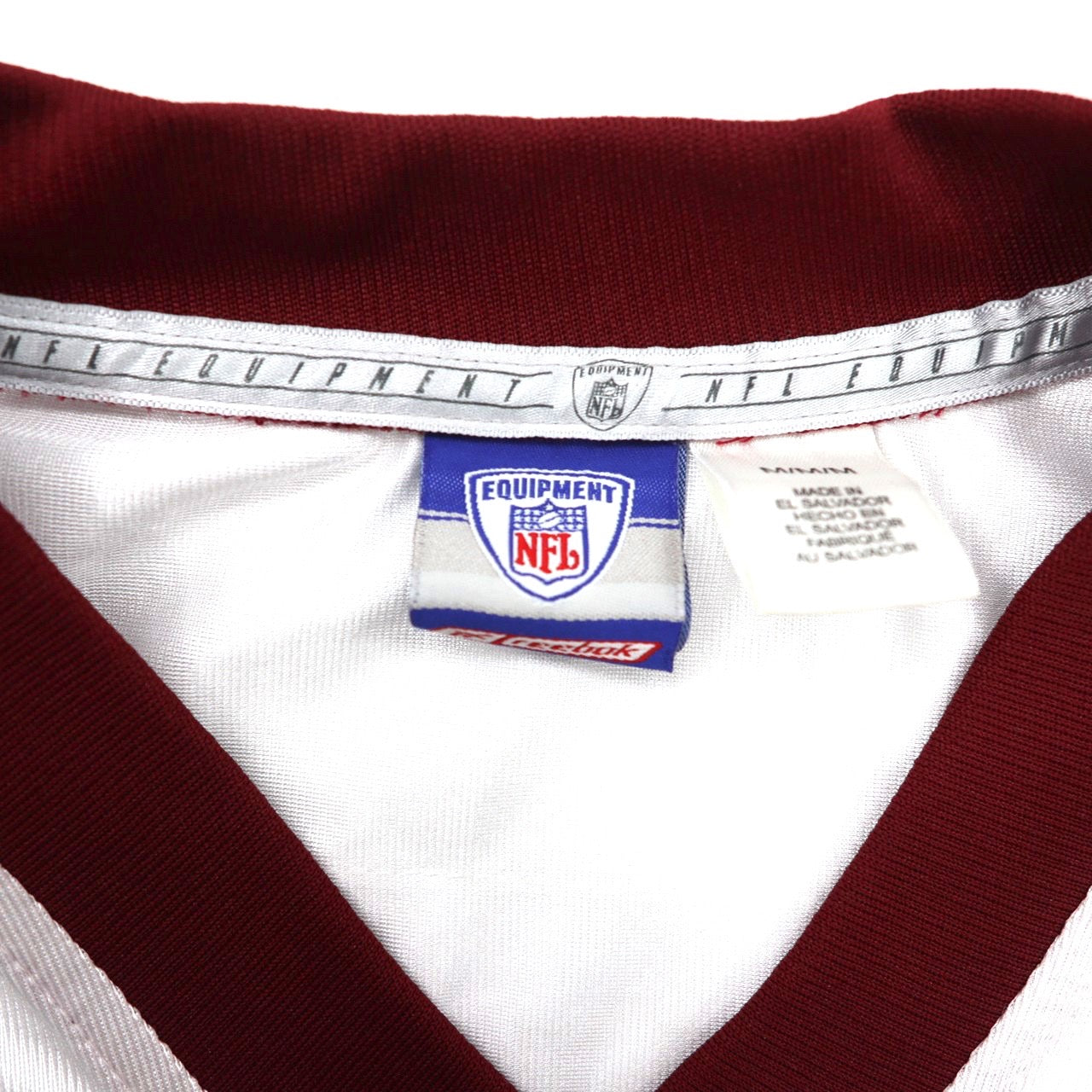 reebok ゲームシャツ M ホワイト ポリエステル ナンバリング NFL Washington Redskins
