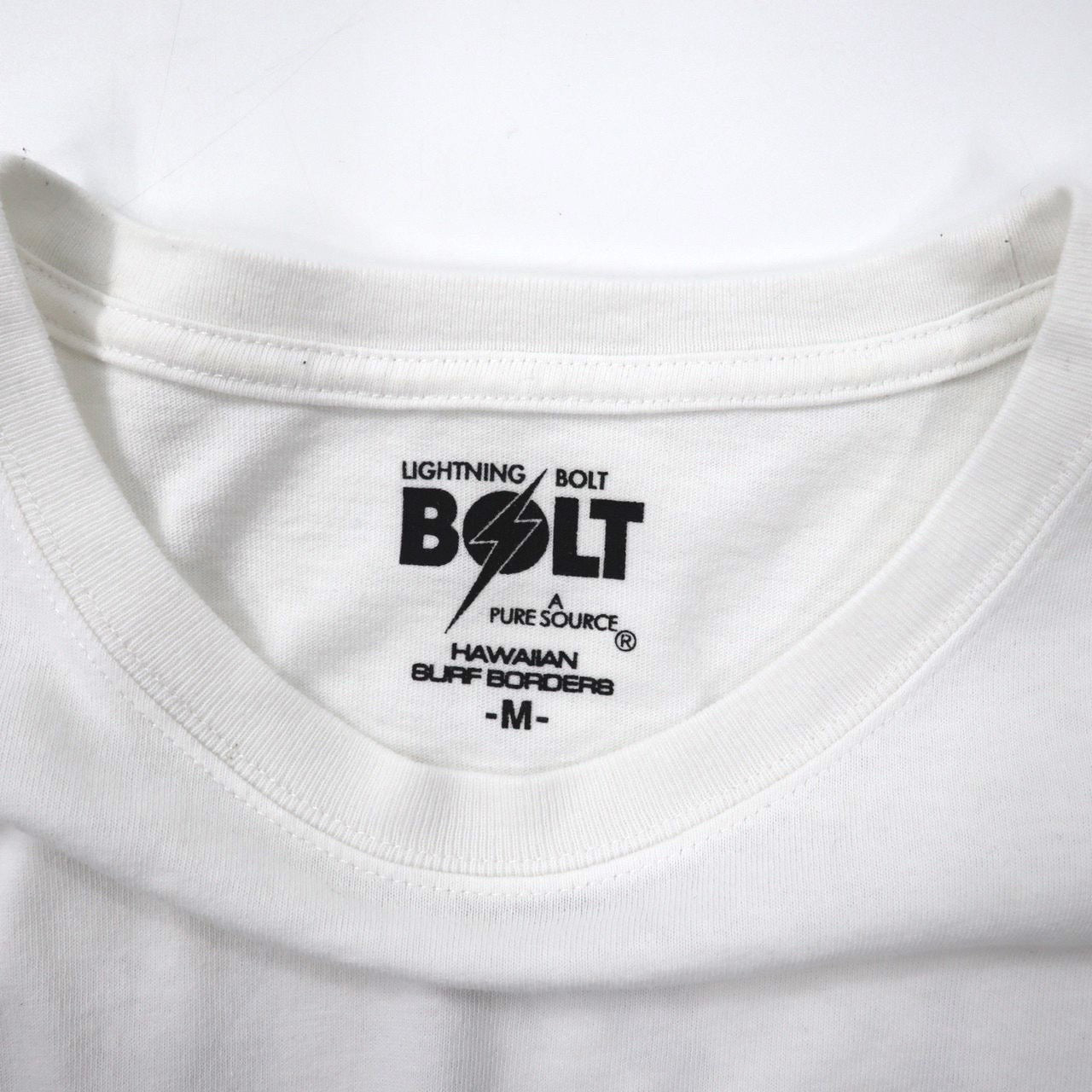 LIGHTNING BOLT Tシャツ M ホワイト コットン 染み込みプリント 両面ロゴ