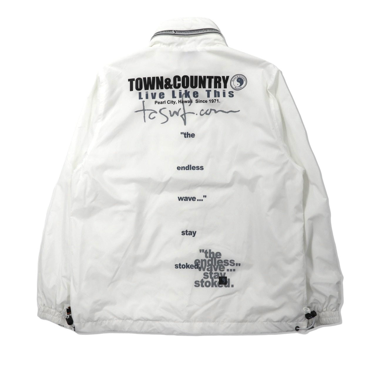 TOWN & COUNTRY WINDBREAKER Setup M White Logline Back Print 00s