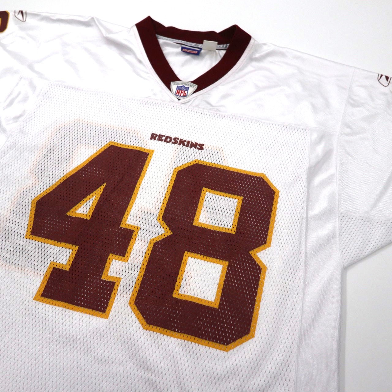 reebok ゲームシャツ M ホワイト ポリエステル ナンバリング NFL Washington Redskins