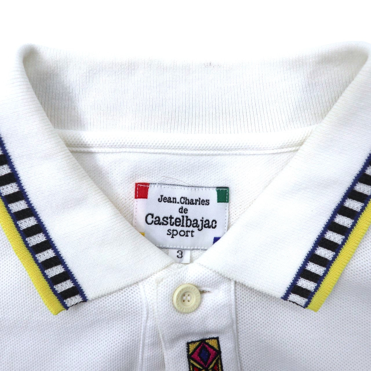 Castelbajac sport ポロシャツ 3 ホワイト キャラクター刺繍 90年代