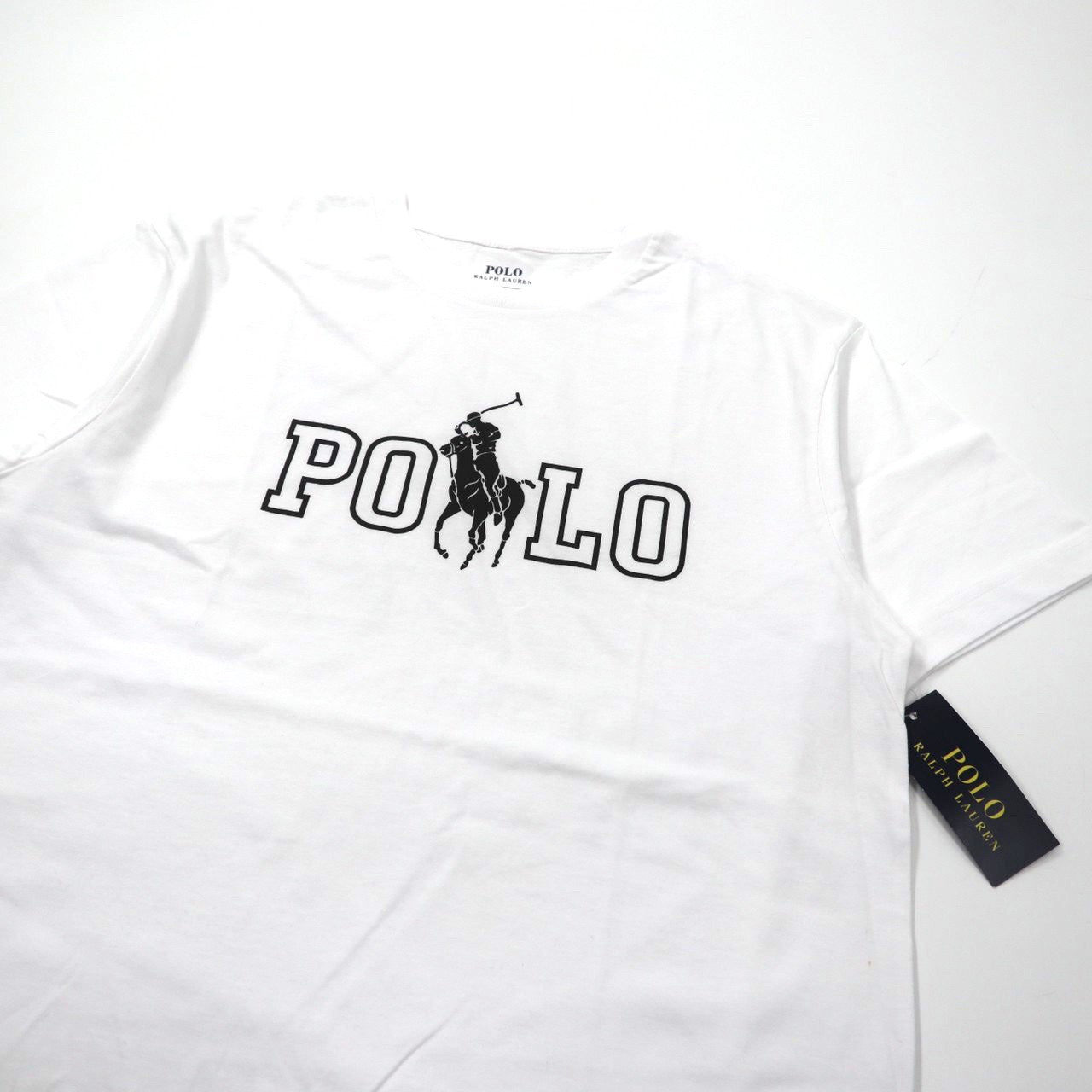 POLO RALPH  LAUREN Tシャツ M ホワイト コットン ロゴ ビッグポニー プリント ペルー製 未使用品