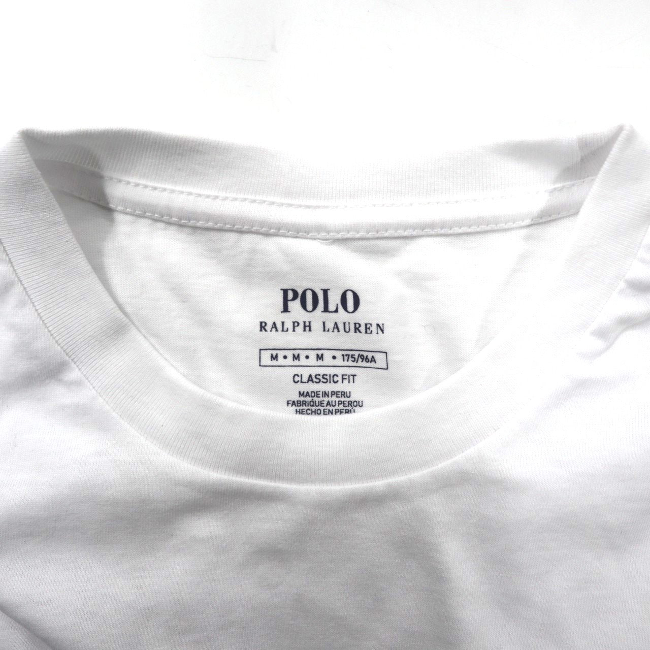 POLO RALPH  LAUREN Tシャツ M ホワイト コットン ロゴ ビッグポニー プリント ペルー製 未使用品