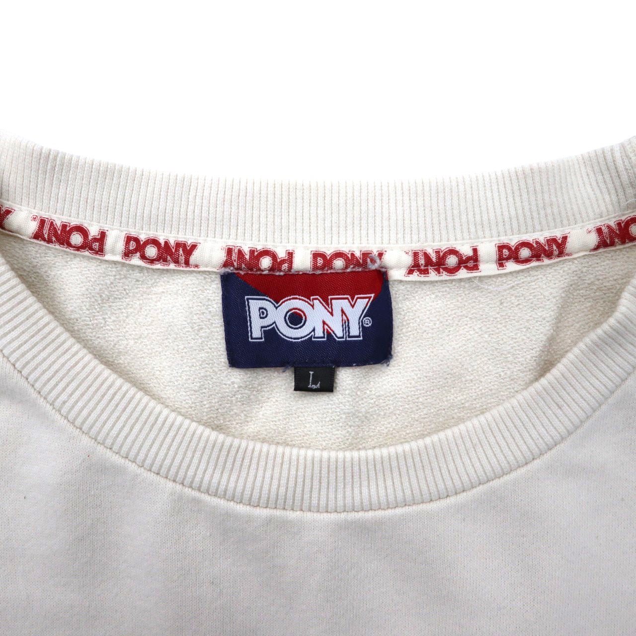 PONY クルーネックスウェット L ホワイト コットン ロゴプリント