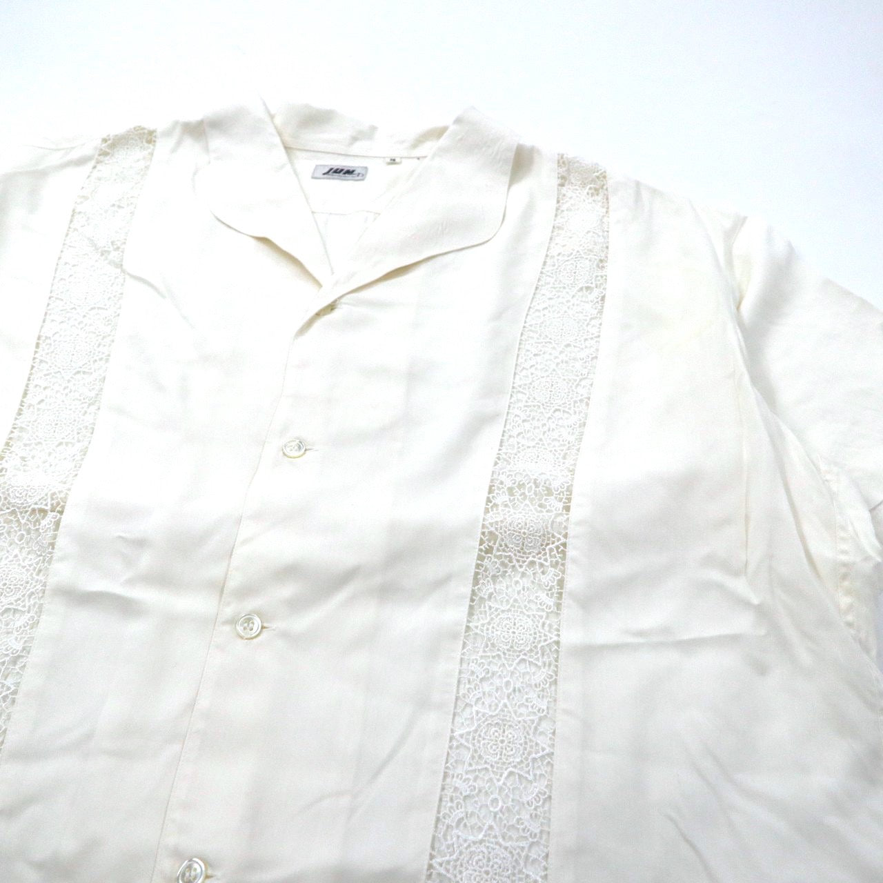 JUN MEN 半袖オープンカラーシャツ キューバシャツ M ホワイト レーヨン 日本製