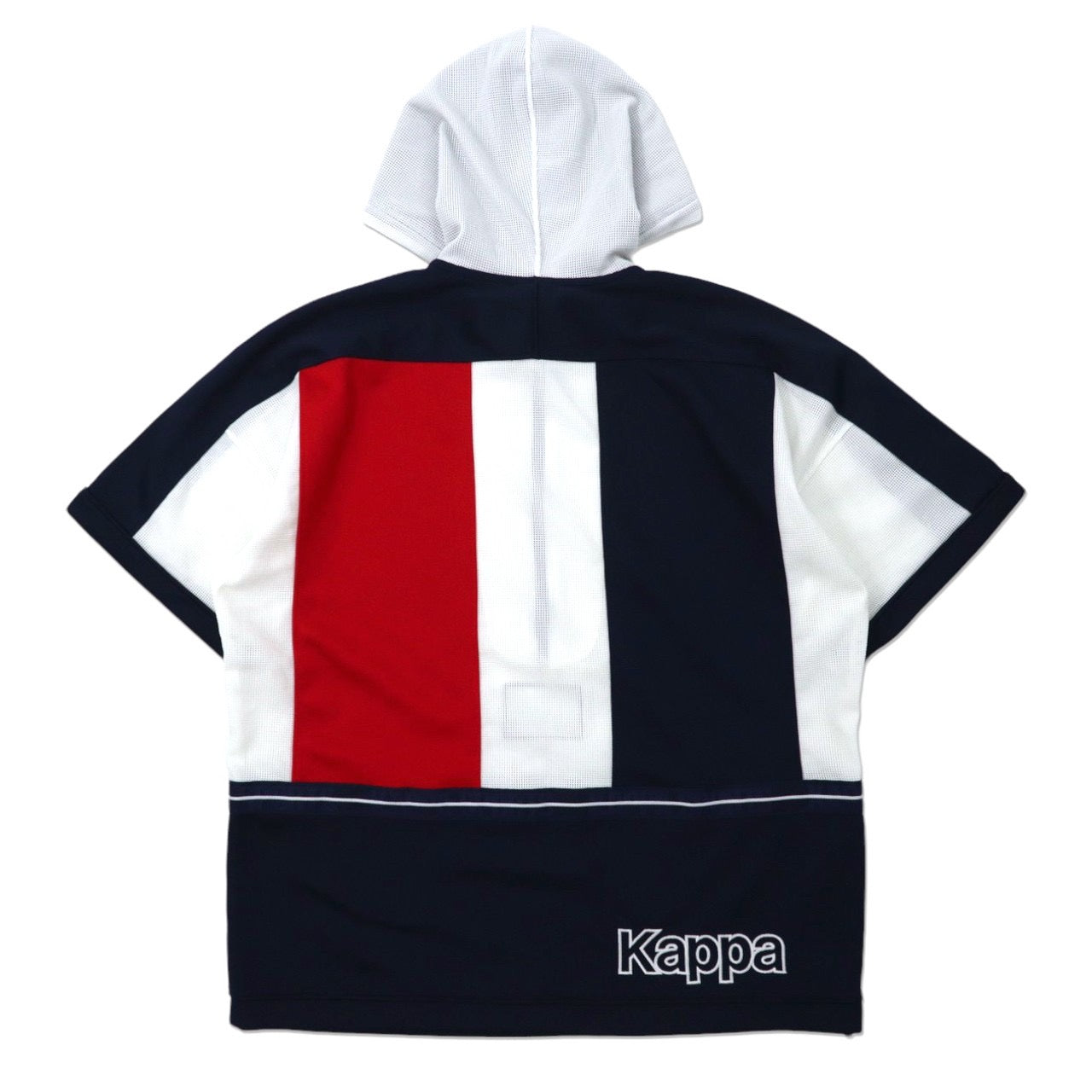 KAPPA ビッグサイズ 半袖ハーフジップパーカー L マルチカラー トリコロール ポリエステル ロゴ刺繍 90年代 日本製