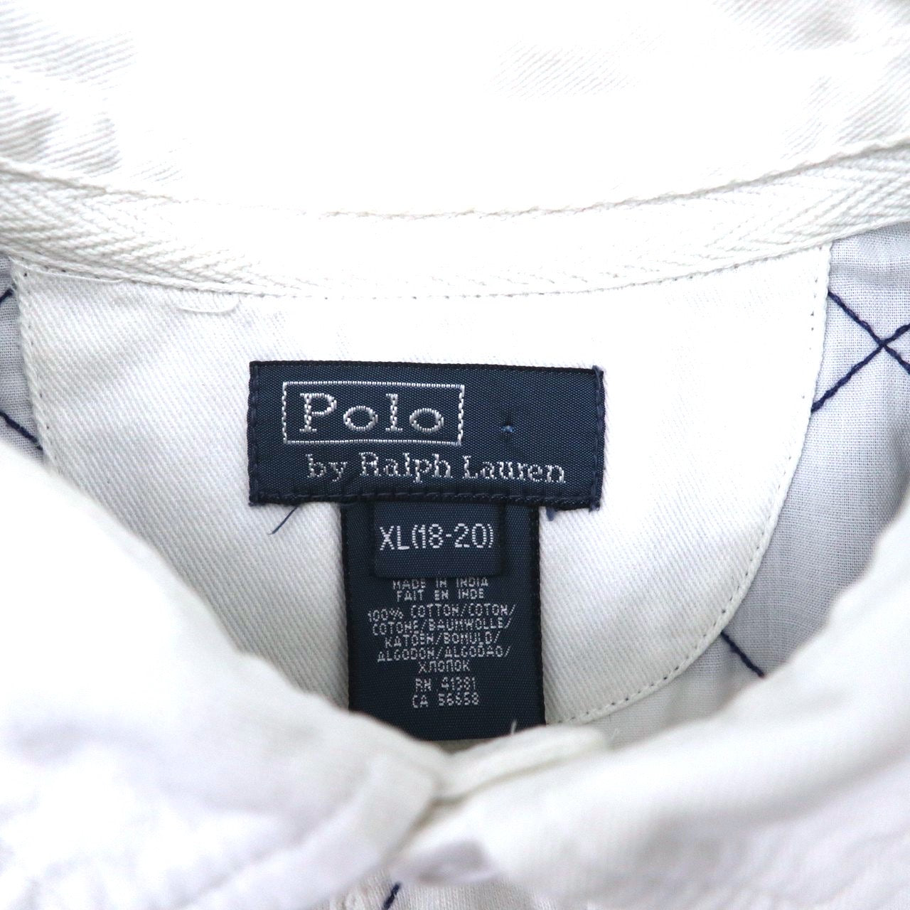 Polo by Ralph Lauren ボーダーポロシャツ XL ホワイト ネイビー コットン ビッグポニー刺繍 ナンバリング